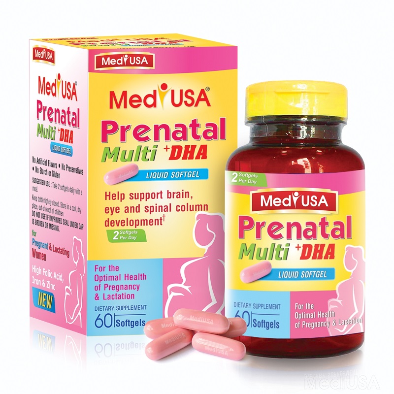 Viên uống vitamin tổng hợp cho bà bầu MediUSA Prenatal Multi +DHA