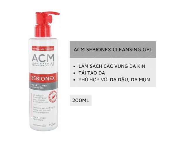 Gel rửa mặt cho da mụn ACM Sebionex Cleansing Gel