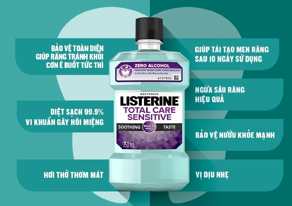 Nước súc miệng Listerine Toal Care Sensitive