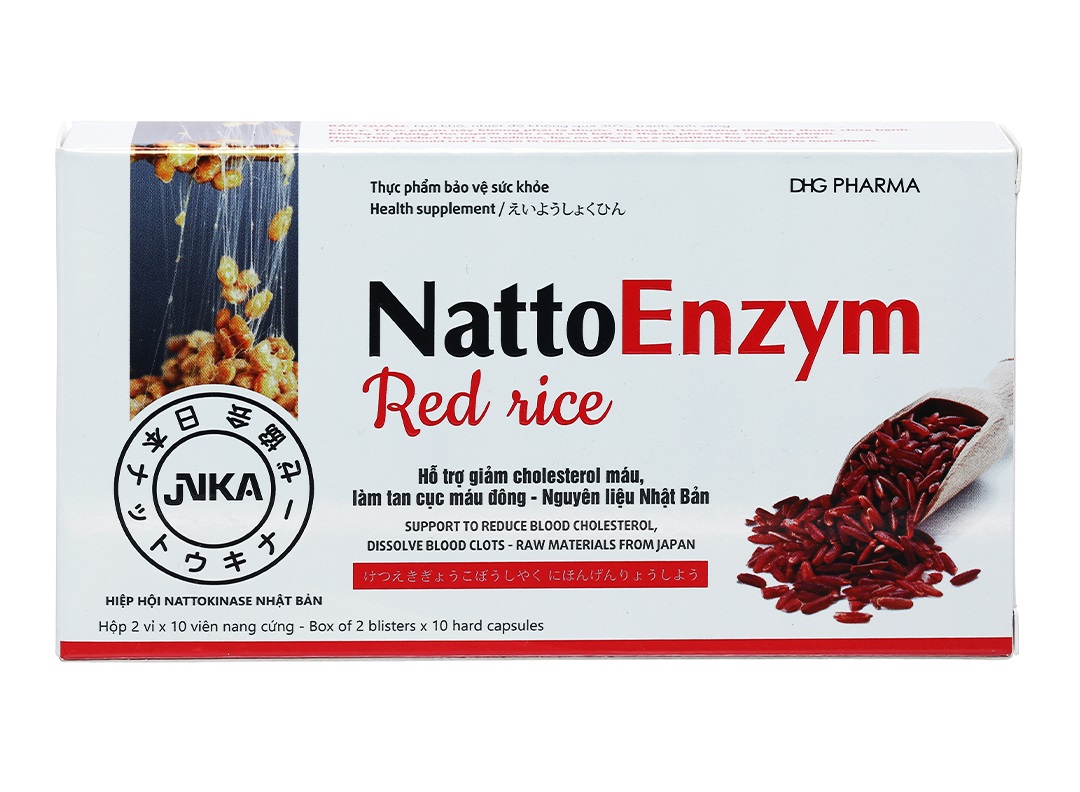 Viên uống NattoEnzym Red Rice giảm cholesterol máu, làm tan cục máu đông