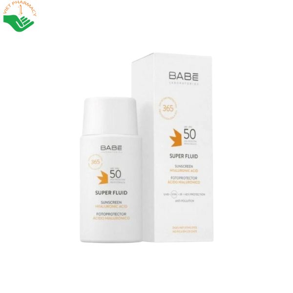 Kem chống nắng BABE SUPER FLUID HYALURONIC ACID SUNCREEN SPF50