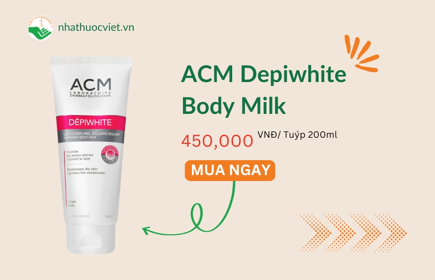 Kem dưỡng ẩm body và làm trắng da ACM Depiwhite Whitening Body Milk Actorants