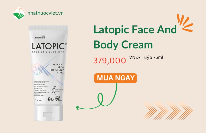 Kem dưỡng ẩm dịu da Latopic Face and Body Cream