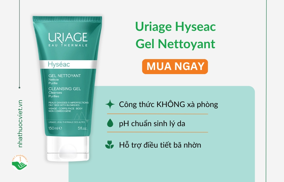 Gel rửa mặt hỗ trợ trị mụn Uriage Hyseac Gel Nettoyant