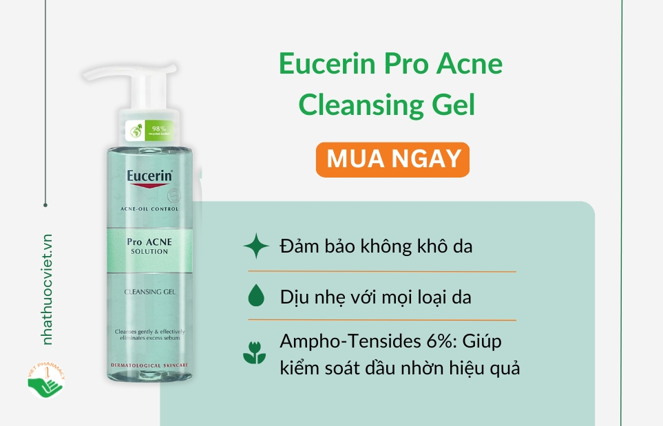 Gel rửa mặt trị mụn ẩn Eucerin Pro Acne Cleansing Gel