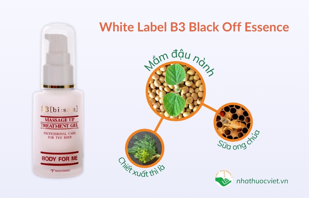 Tinh chất trị thâm mông và nhũ hoa White Label B3 Black Off Essence