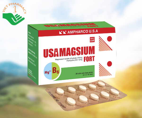 Thuốc bổ sung magie và vitamin B6 Usamagsium Ampharco