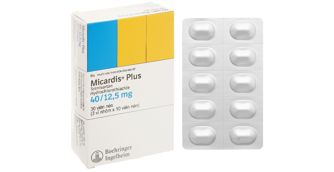 Thuốc Micardis Plus 40/12,5mg Boehringer điều trị tăng huyết áp vô căn (3 vỉ x 10 viên)