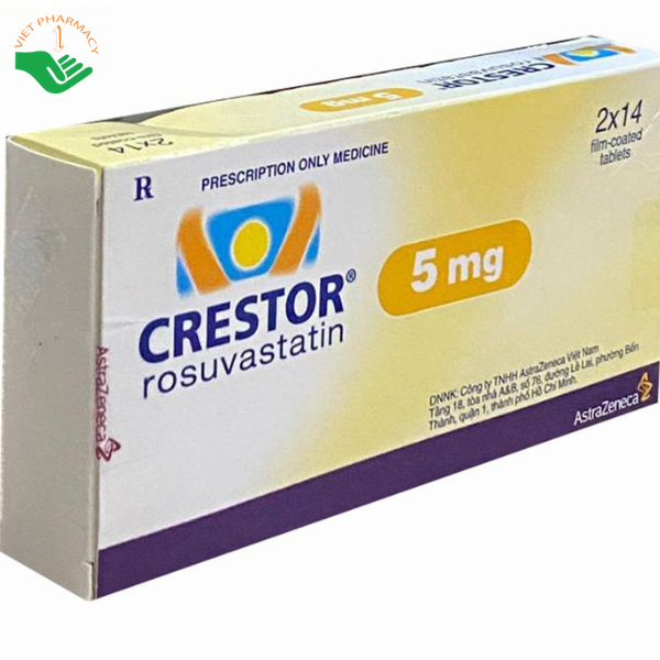 Thuốc Crestor 5mg AstraZeneca điều trị tăng cholesterol máu nguyên phát (2 vỉ x 14 viên)