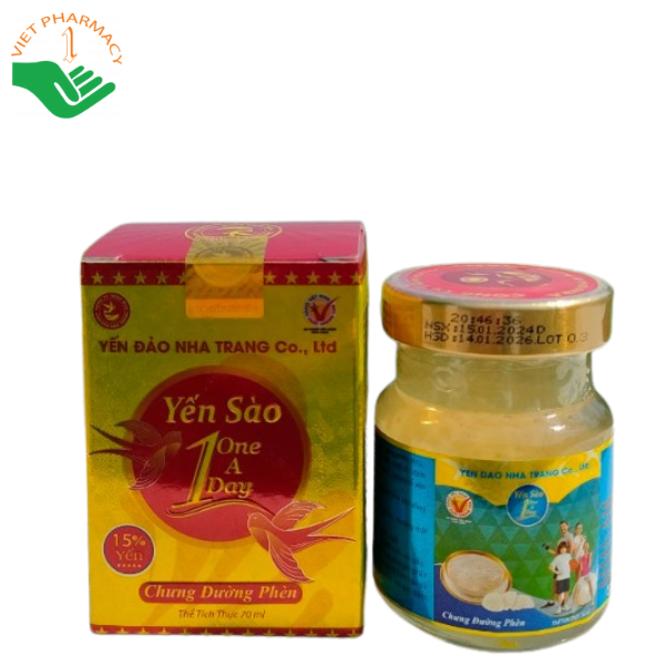 Yến sào chưng đường phèn 15% yến One a day 70ml