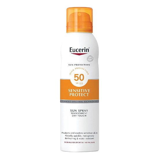 Xịt chống nắng Eucerin Sun Spray Transparent Dry Touch Sensitive Protect SPF50