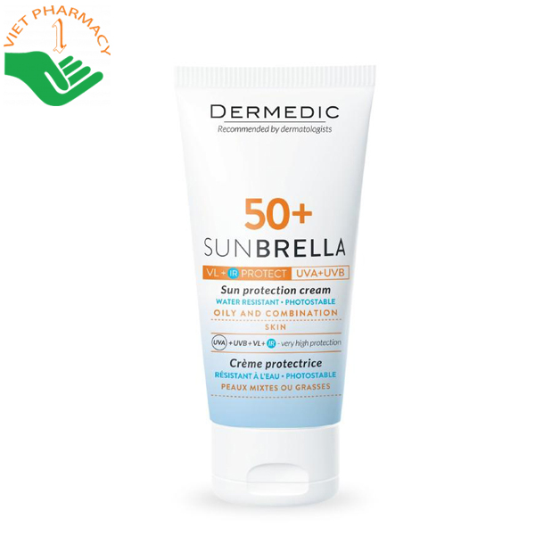 Kem chống nắng dành cho da dầu và mụn Dermedic SUNBRELLA Sun Protection Cream Oily and Combination Skin SPF 50+