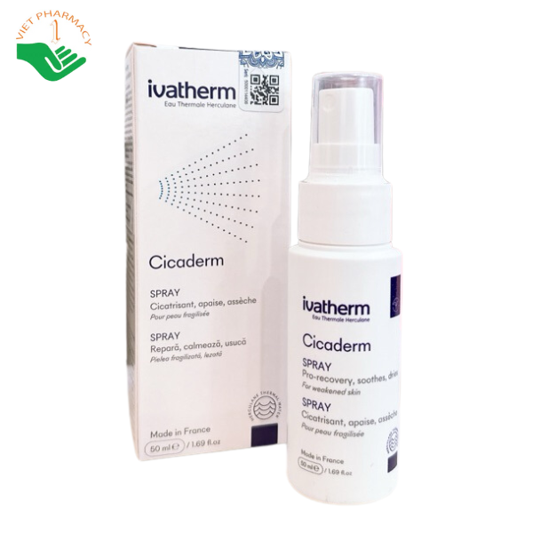 Xịt tái tạo da và ngăn ngừa sẹo Ivatherm Cicaderm Spray