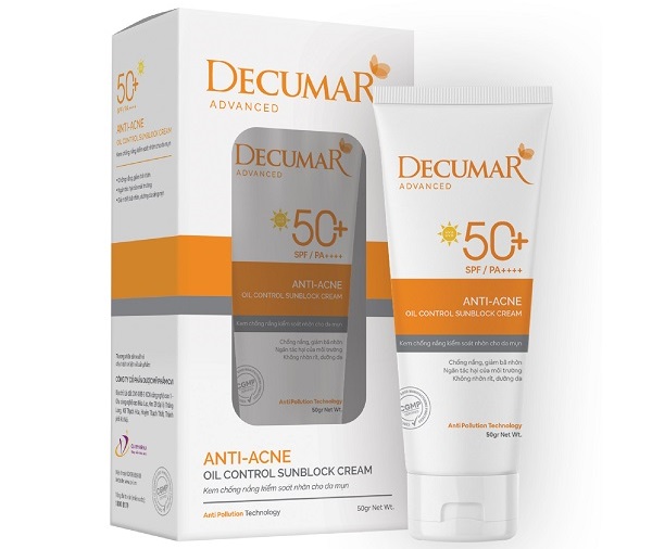 Kem chống nắng dành cho da dầu mụn Decumar Anti- Acne Oil Control Sunblock Cream SPF 50+