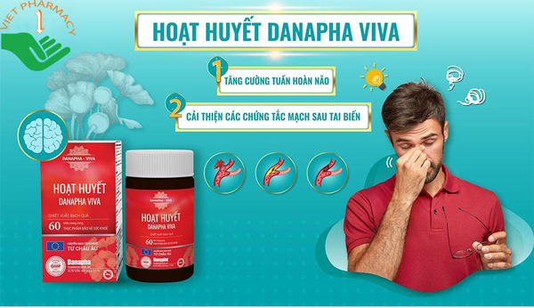 Viên uống hoạt huyết Danapha Viva tăng cường tuần hoàn máu lên não.