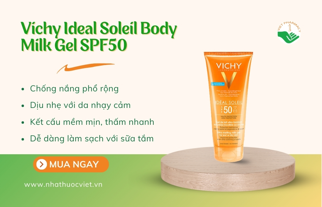 Kem chống nắng body Vichy Ideal Soleil Body Milk Gel SPF50