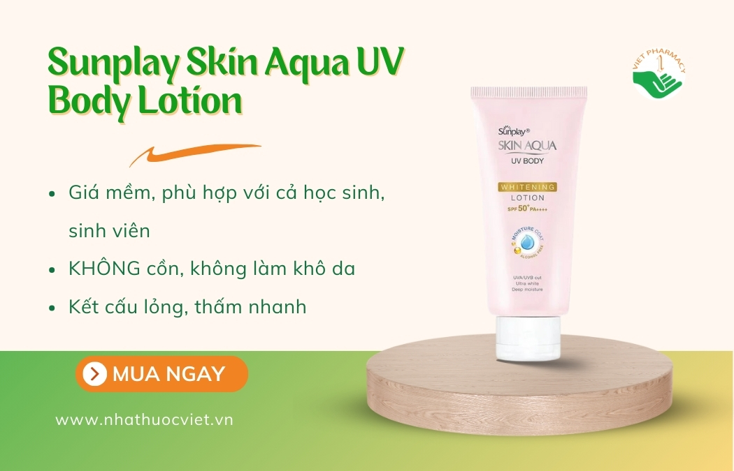 Kem chống nắng Sunplay Skin Aqua UV Body Lotion SPF50+/PA++++ màu hồng