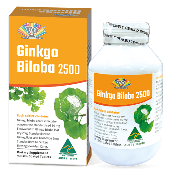 Vita Organic Ginkgo Biloba 2500 hỗ trợ tăng cường tuần hoàn não