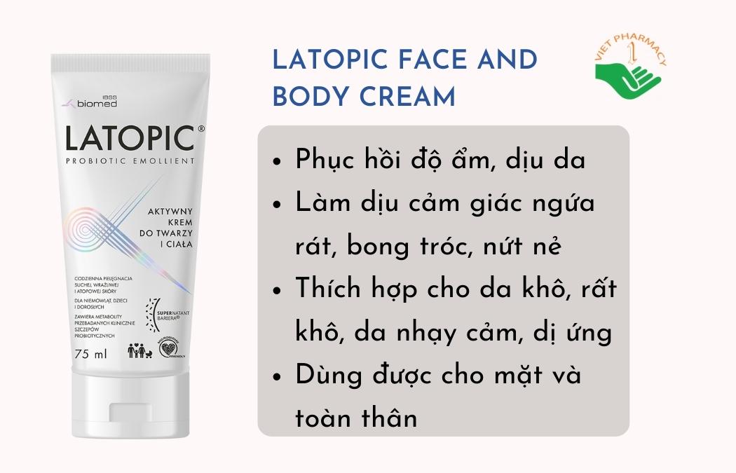 Kem dưỡng ẩm làm dịu ngứa, dị ứng Latopic Face and Body Cream