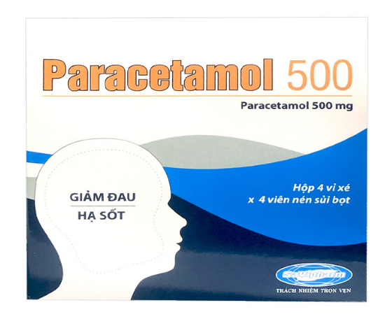 Thuốc hạ sốt Paracetamol 500mg giúp hạ sốt nhanh chóng.