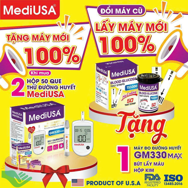 Khuyến mãi hấp dẫn khi mua Que thử đường huyết MediUSA TS3300 tại Hệ thống Nhà Thuốc Việt.