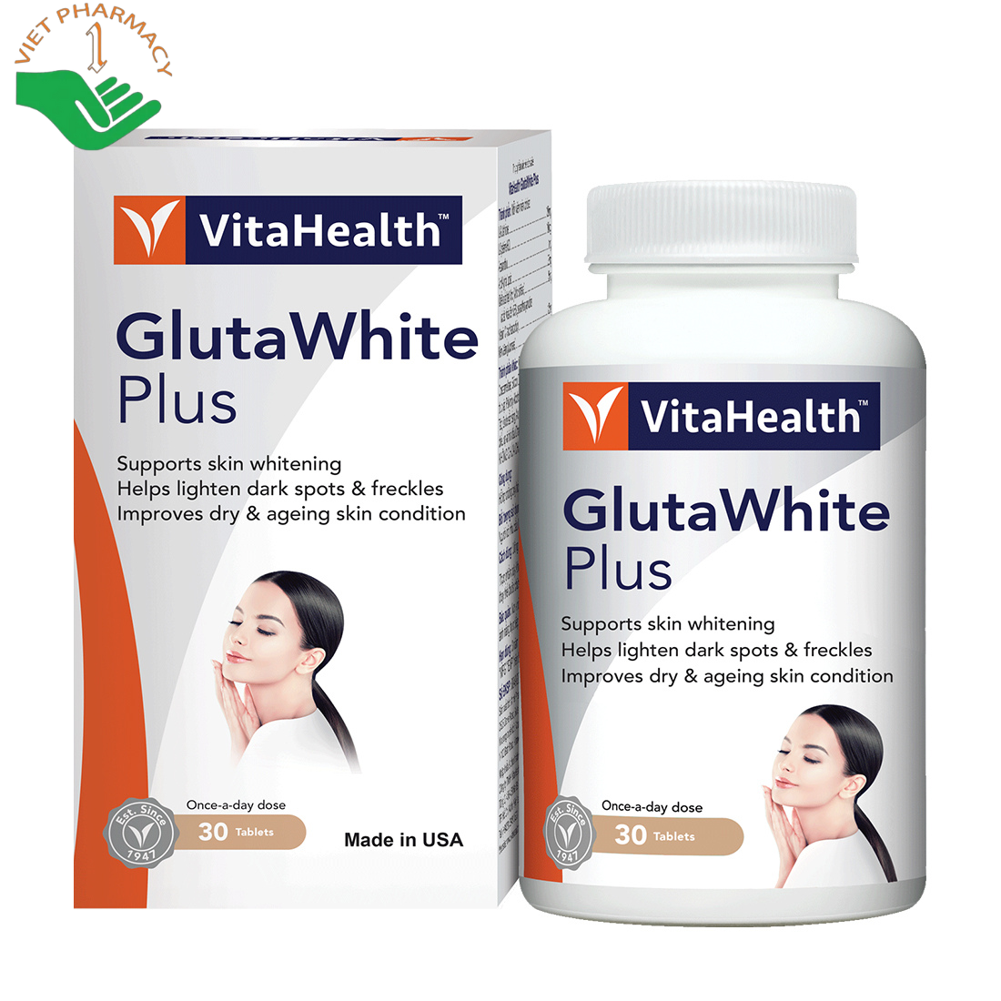 Viên uống trắng da, ngăn lão hóa VitaHealth Gluta White Plus