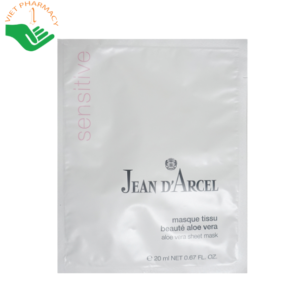 Mặt nạ lụa nha đam phục hồi da dịu nhẹ Jean Darcel Aloe Vera Sheet Mask