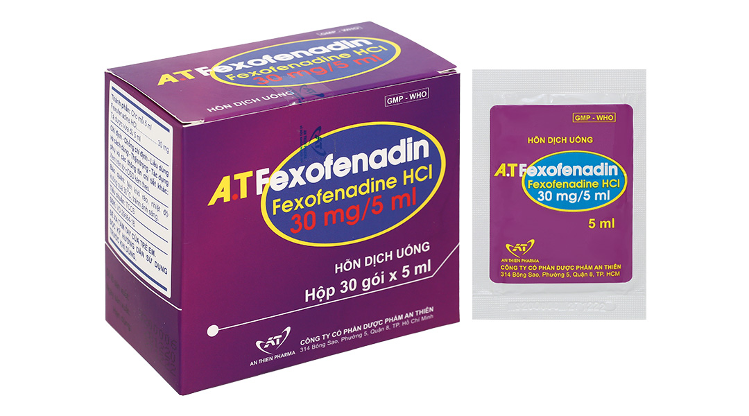 Hỗn dịch uống A.T Fexofenadin 30mg/5ml