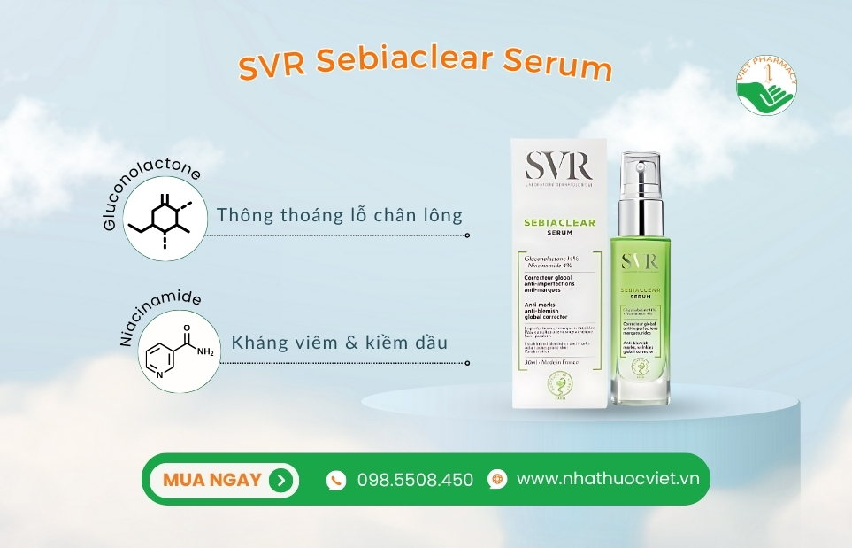 Tinh chất giảm mụn ẩn, mờ thâm SVR Sebiaclear Serum