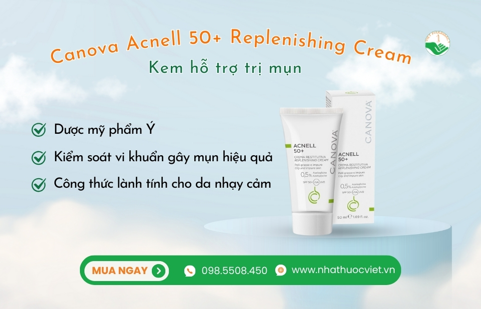 Kem dưỡng cho da mụn nhạy cảm Canova Depi 50+ - Brightening Cream