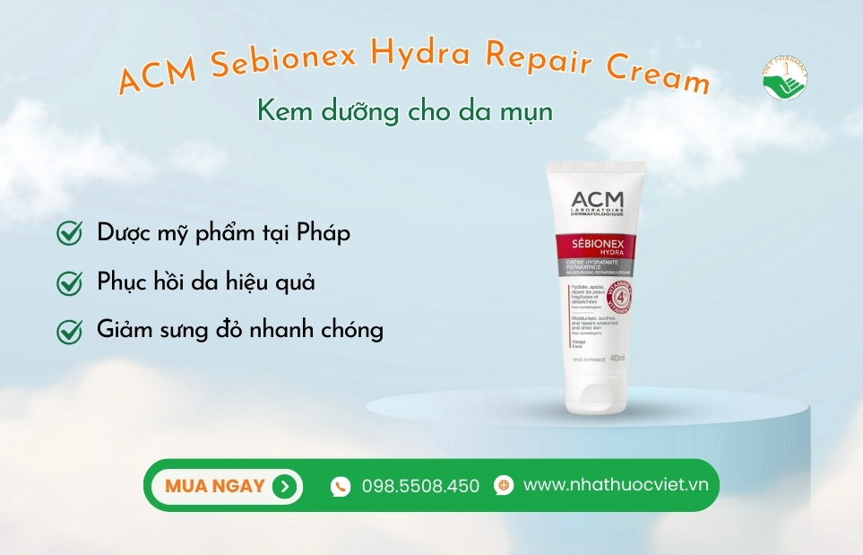 Kem dưỡng ẩm cho da mụn ACM Sebionex Hydra Repair Cream