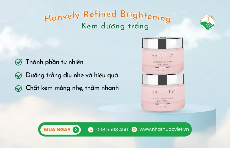 Kem giảm nám, sáng da Hanvely Refined Brightening