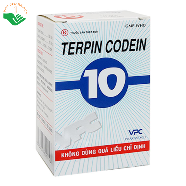 Thuốc trị ho, long đờm, viêm phế quản Terpin Codein 10 VPC (8 vỉ x 10 viên)