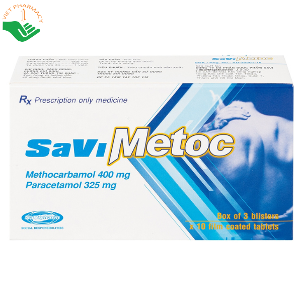 Thuốc SaViMetoc giảm đau do co thắt cơ (3 vỉ x 10 viên)