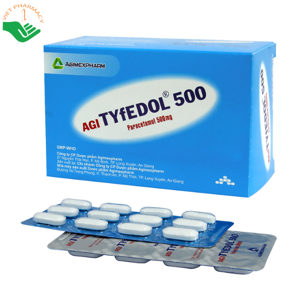 Thuốc Agi Tyfedol 500mg hạ sốt, giảm đau (10 vỉ x 12 viên)