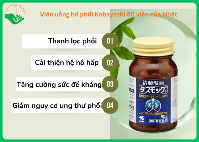 Viên uống bổ phổi Kobayashi 80 viên của Nhật